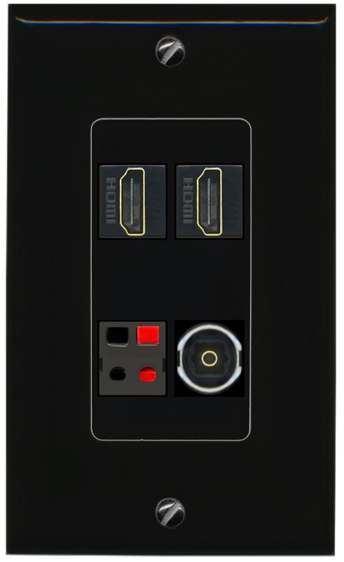 RiteAV 2 HDMI SPEAKER TOSLINK Wall Plate Decorative [Black]