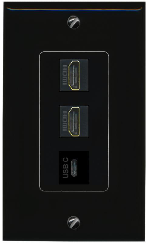 2 HDMI USBC Wall Plate [Black]