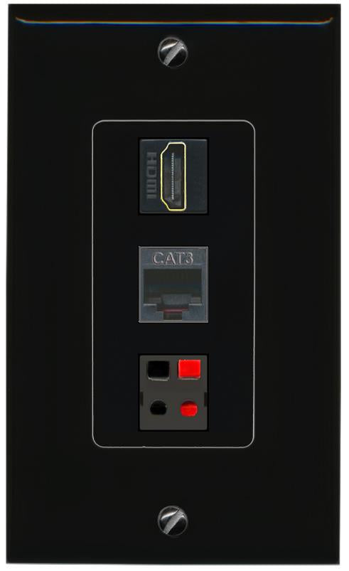 HDMI PHONE SPEAKER Wall Plate [Black]