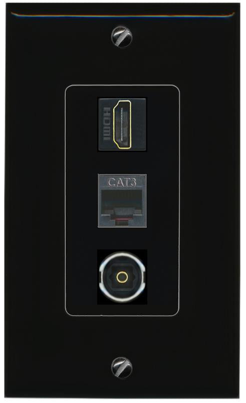 HDMI PHONE TOSLINK Wall Plate [Black]
