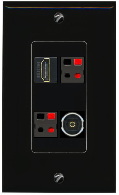 RiteAV HDMI 2 SPEAKER TOSLINK Wall Plate Decorative [Black]
