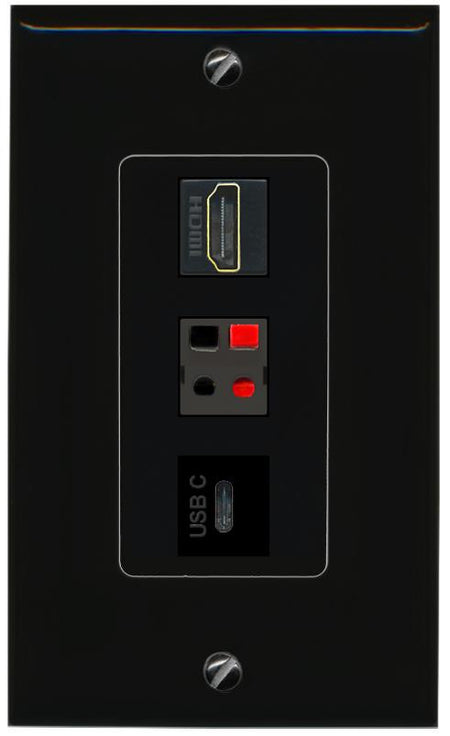 HDMI SPEAKER USBC Wall Plate [Black]