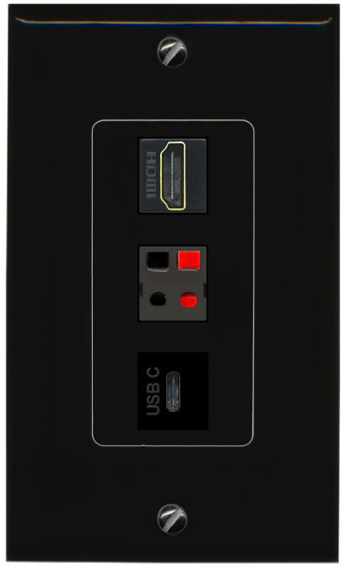 HDMI SPEAKER USBC Wall Plate [Black]