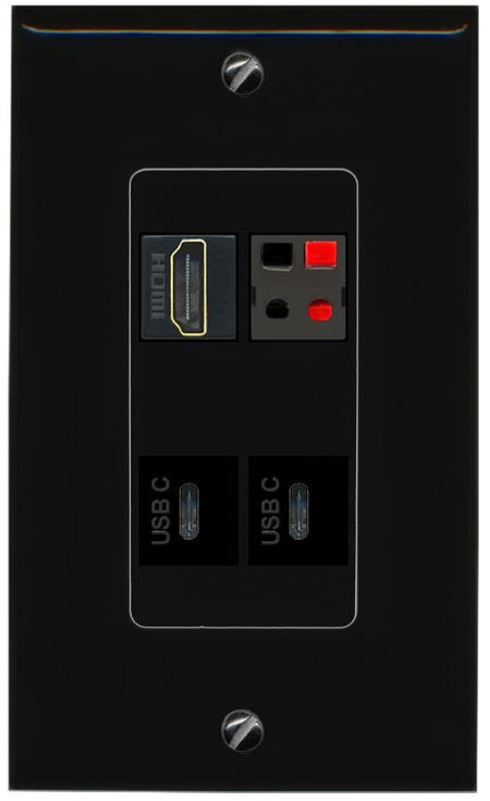 RiteAV HDMI SPEAKER 2 USBC Wall Plate Decorative [Black]
