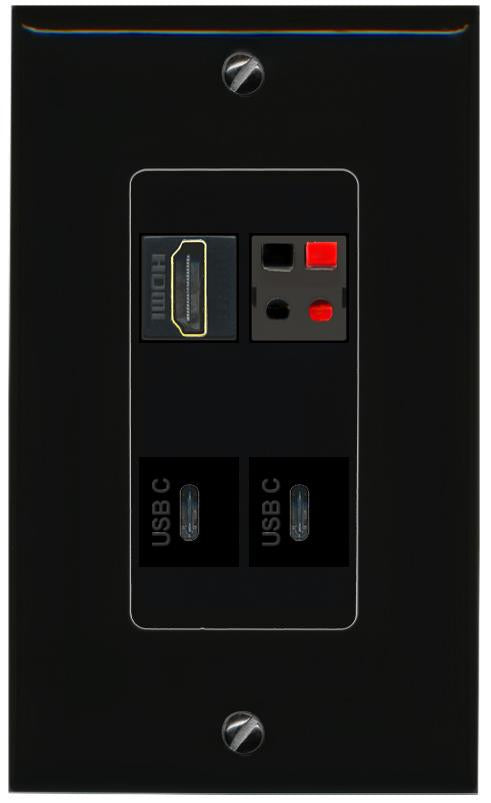 RiteAV HDMI SPEAKER 2 USBC Wall Plate Decorative [Black]