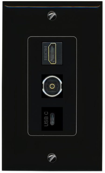 HDMI TOSLINK USBC Wall Plate [Black]