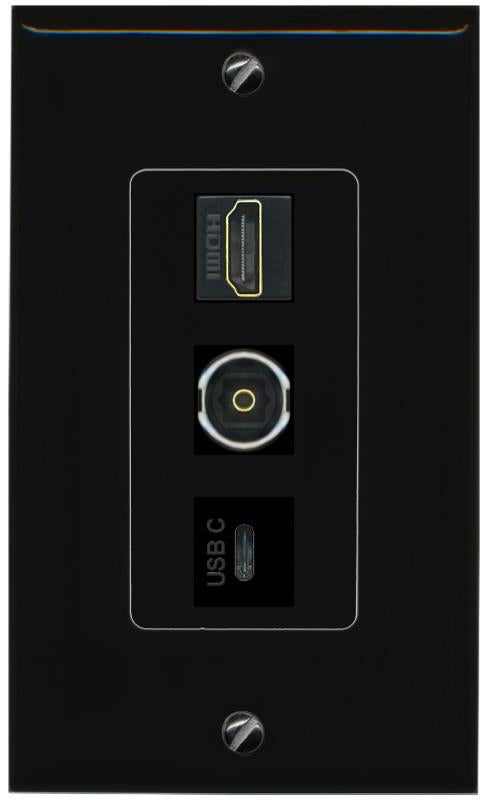 HDMI TOSLINK USBC Wall Plate [Black]