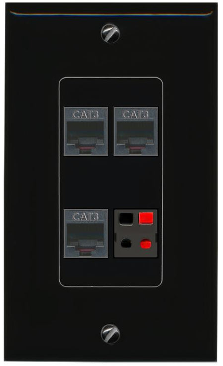 RiteAV 3 PHONE SPEAKER Wall Plate Decorative [Black]