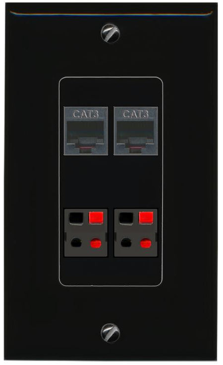 RiteAV 2 PHONE 2 SPEAKER Wall Plate Decorative [Black]