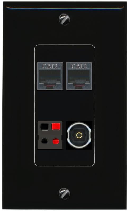RiteAV 2 PHONE SPEAKER TOSLINK Wall Plate Decorative [Black]