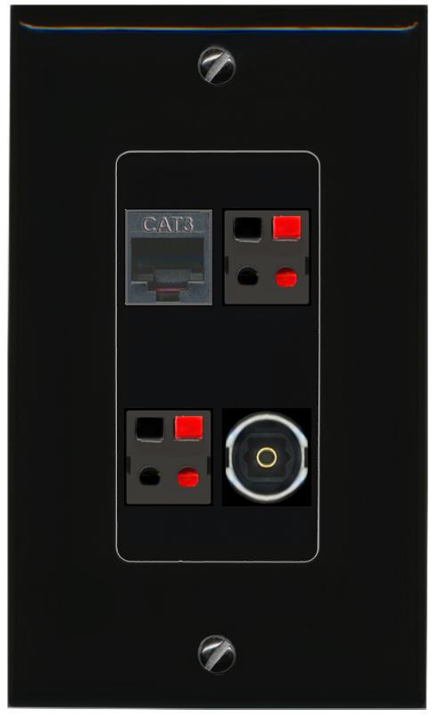 RiteAV PHONE 2 SPEAKER TOSLINK Wall Plate Decorative [Black]