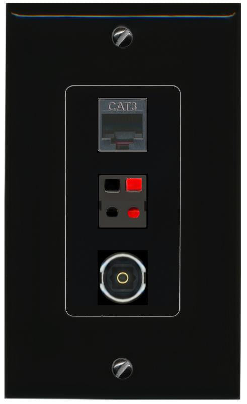 PHONE SPEAKER TOSLINK Wall Plate [Black]