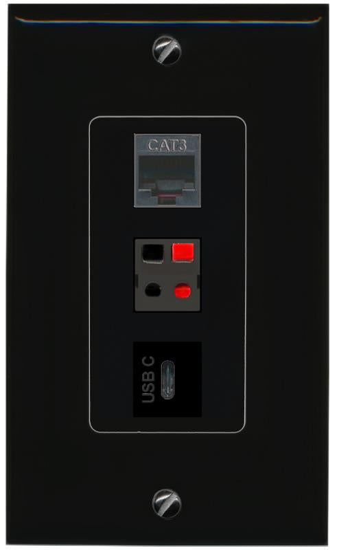 PHONE SPEAKER USBC Wall Plate [Black]