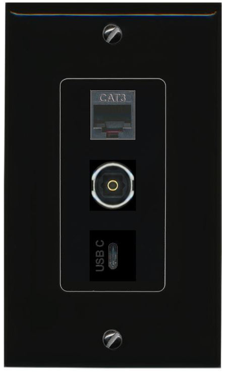 PHONE TOSLINK USBC Wall Plate [Black]