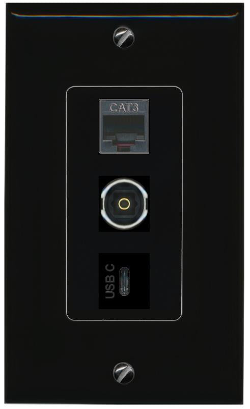 PHONE TOSLINK USBC Wall Plate [Black]
