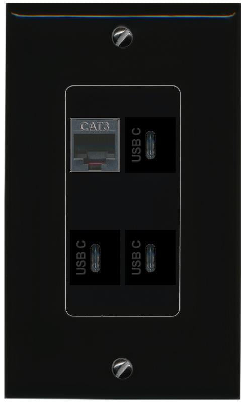 RiteAV PHONE 3 USBC Wall Plate Decorative [Black]