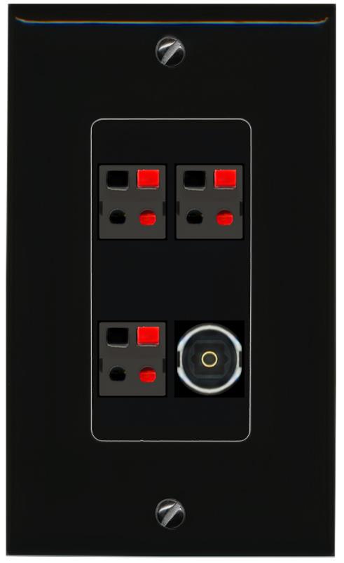 RiteAV 3 SPEAKER TOSLINK Wall Plate Decorative [Black]