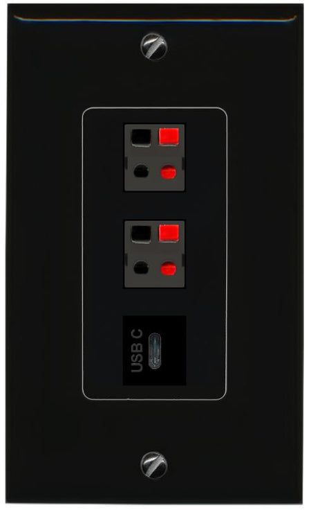 2 SPEAKER USBC Wall Plate [Black]