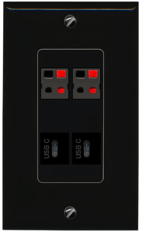 RiteAV 2 SPEAKER 2 USBC Wall Plate Decorative [Black]