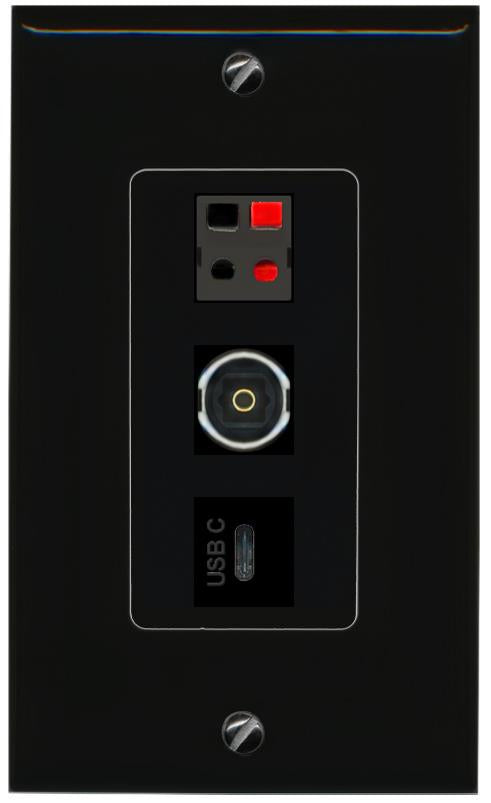 SPEAKER TOSLINK USBC Wall Plate [Black]