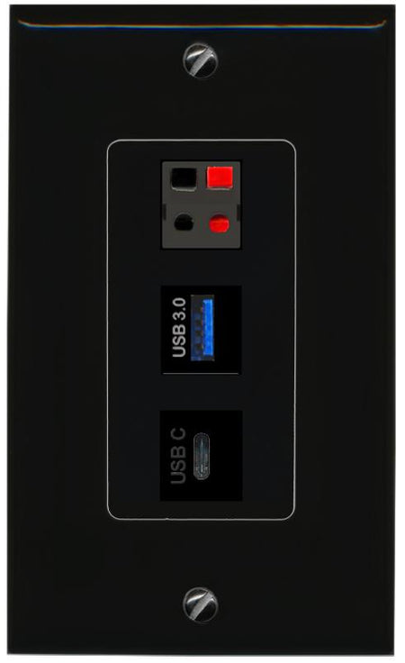 SPEAKER USB-3 USBC Wall Plate [Black]
