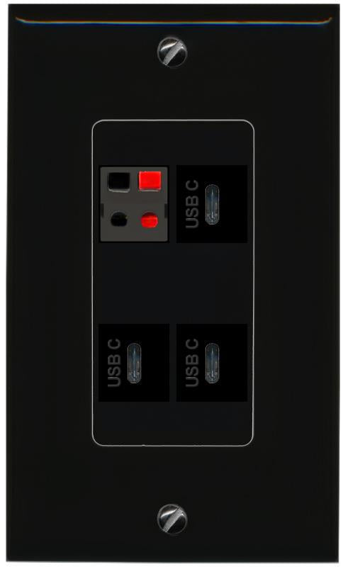 RiteAV SPEAKER 3 USBC Wall Plate Decorative [Black]