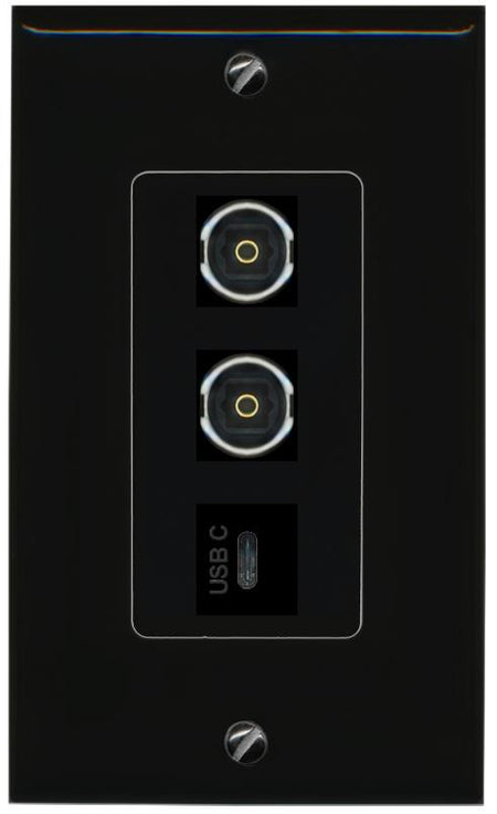 2 TOSLINK USBC Wall Plate [Black]