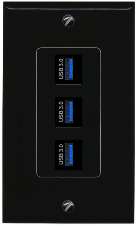 3 USB-3 Wall Plate [Black]