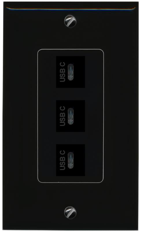 3 USBC Wall Plate [Black]