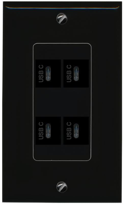RiteAV 4 USBC Wall Plate Decorative [Black]