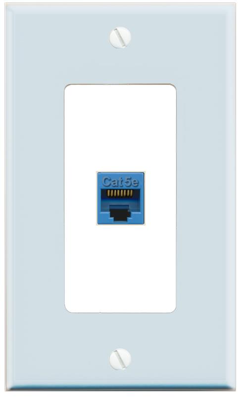 RiteAV CAT5E-BLUE Wall Plate [Light Blue-White]