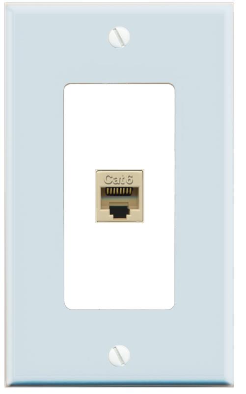 RiteAV CAT6-IVORY Wall Plate [Light Blue-White]