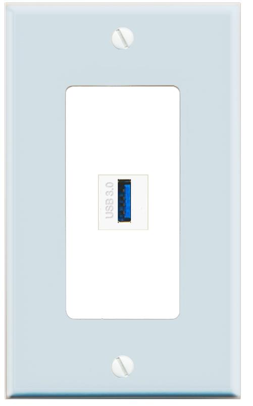 RiteAV USB-3 Wall Plate [Light Blue-White]