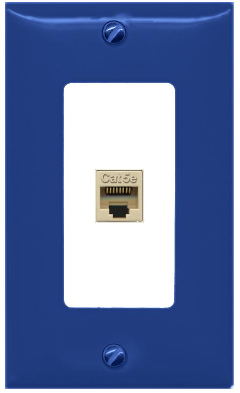 RiteAV CAT5E-IVORY Wall Plate [Navy Blue-White]