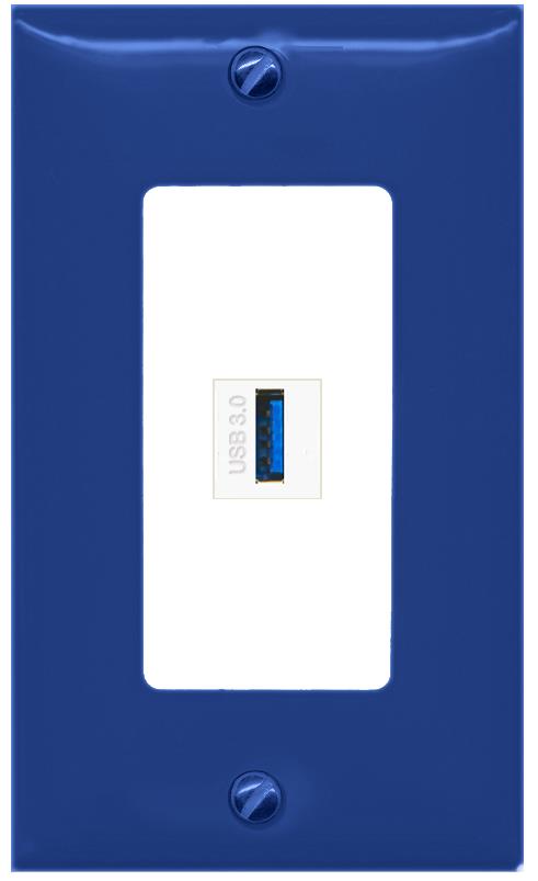 RiteAV USB-3 Wall Plate [Navy Blue-White]