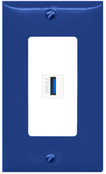 RiteAV USB-3 Wall Plate [Navy Blue-White]