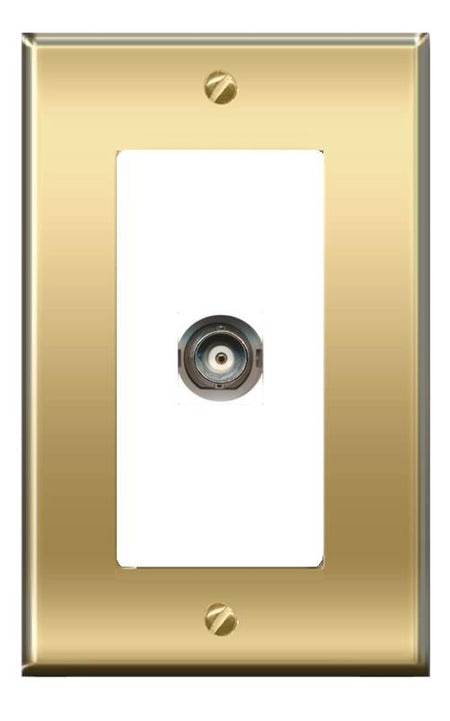 RiteAV -[1 Ports] BNC Wall Plate [Brass/White]