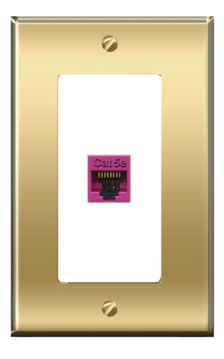 RiteAV -[1 Ports] CAT5E-PINK Wall Plate [Brass/White]