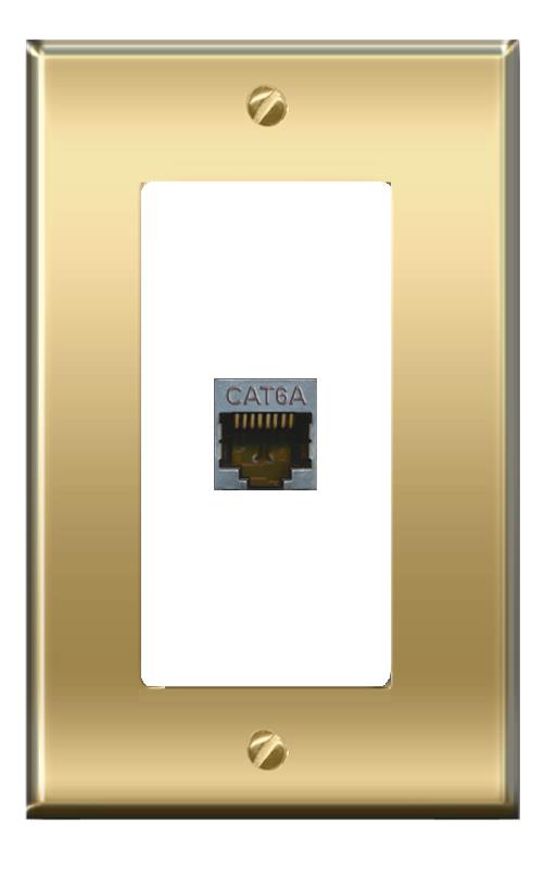 RiteAV -[1 Ports] CAT6A Wall Plate [Brass/White]