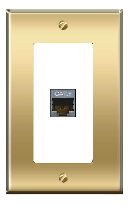 RiteAV -[1 Ports] CAT7 Wall Plate [Brass/White]