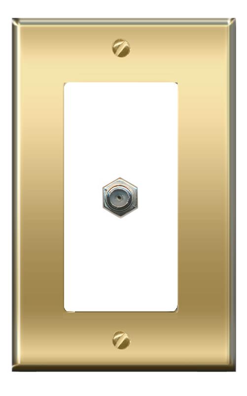 RiteAV -[1 Ports] COAX Wall Plate [Brass/White]