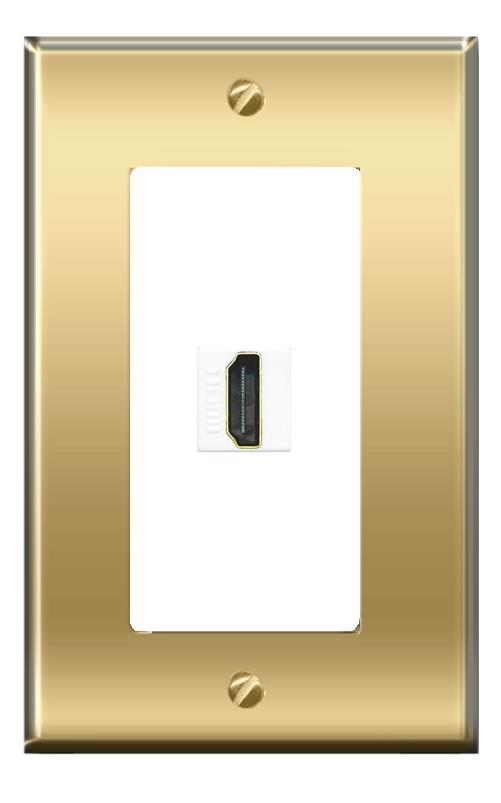 RiteAV -[1 Ports] HDMI Wall Plate [Brass/White]