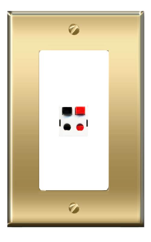 RiteAV -[1 Ports] SPEAKER Wall Plate [Brass/White]