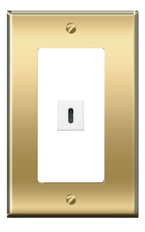 RiteAV -[1 Ports] USBC Wall Plate [Brass/White]