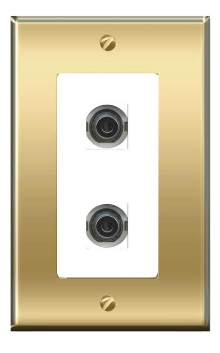 RiteAV -RiteAV 2 3.5mm Wall Plate Decorative [Brass/White]