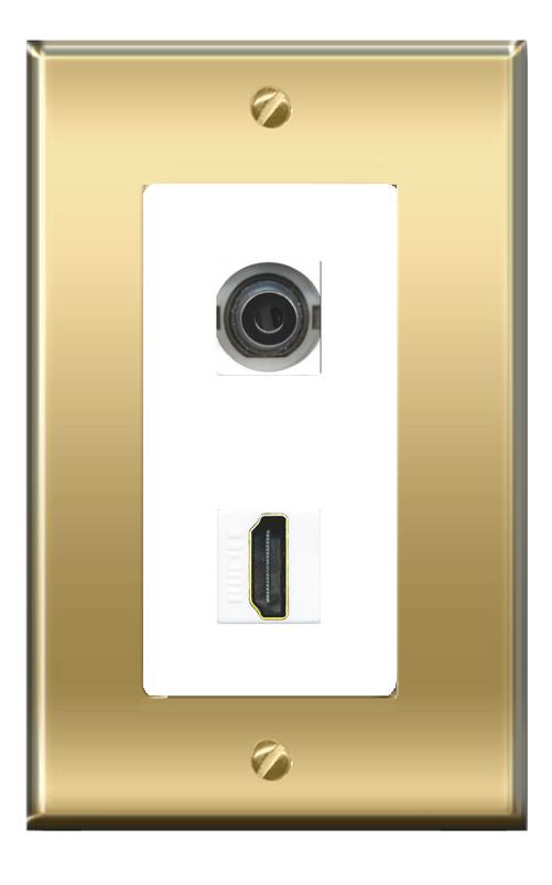 RiteAV -RiteAV 3.5mm HDMI Wall Plate Decorative [Brass/White]