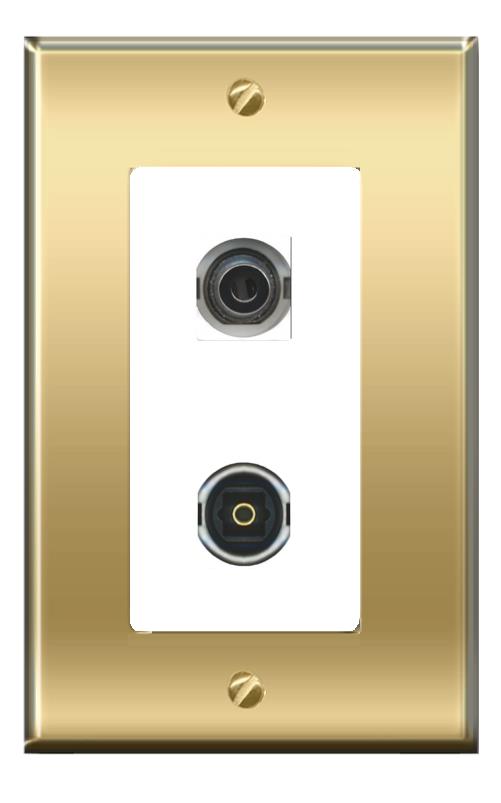 RiteAV -RiteAV 3.5mm TOSLINK Wall Plate Decorative [Brass/White]