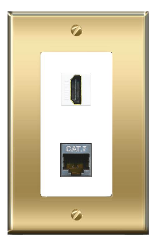 RiteAV -RiteAV CAT7 HDMI Wall Plate Decorative [Brass/White]