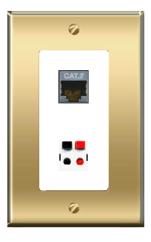 RiteAV -RiteAV CAT7 SPEAKER Wall Plate Decorative [Brass/White]