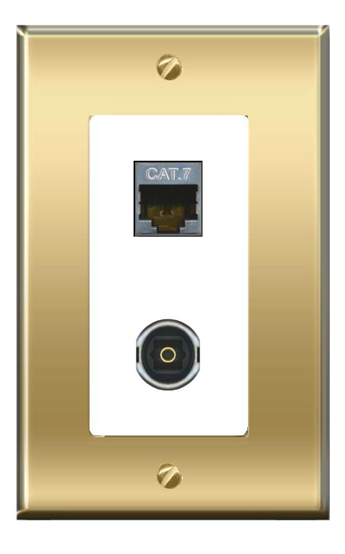 RiteAV -RiteAV CAT7 TOSLINK Wall Plate Decorative [Brass/White]